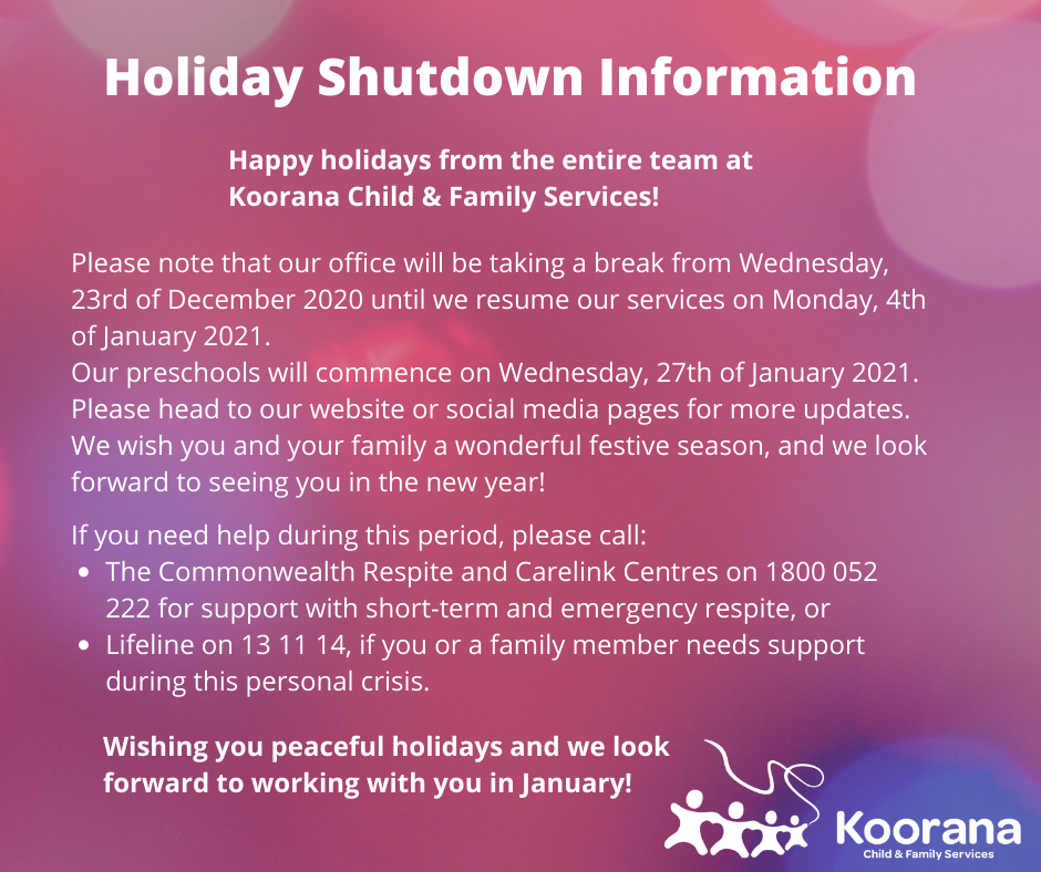 Holiday shutdown 2020